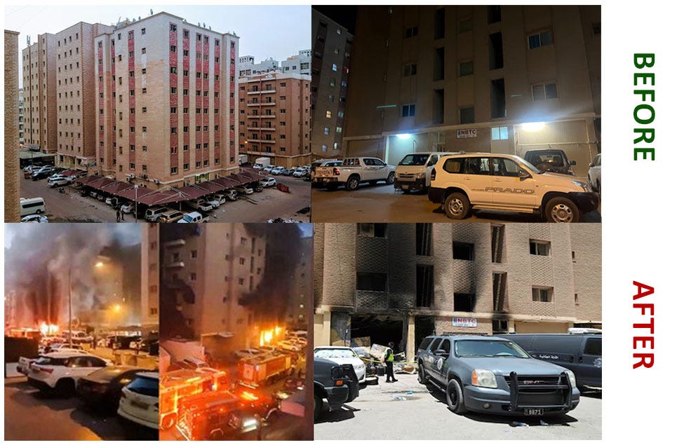 Kuwait Mangaf Building Fire Accident