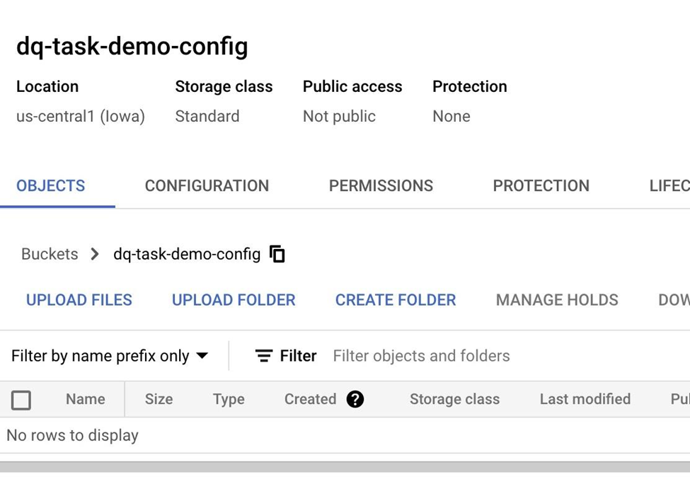 Google cloud storage for DQ config file