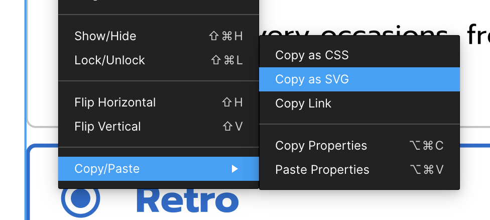 select your icon, do a right-click, select Copy/Paste, then select Copy as SVG.