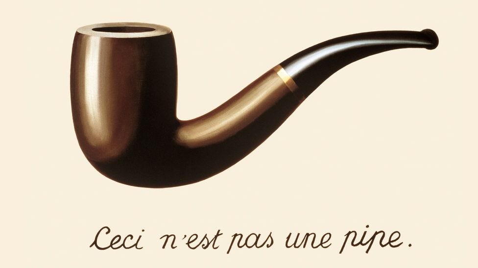 Quadro The treachery of images ( a Traição das Imagens) por Rene Magritte. Também conhecido por "This is not a Pipe". Fonte: Wikiart.org