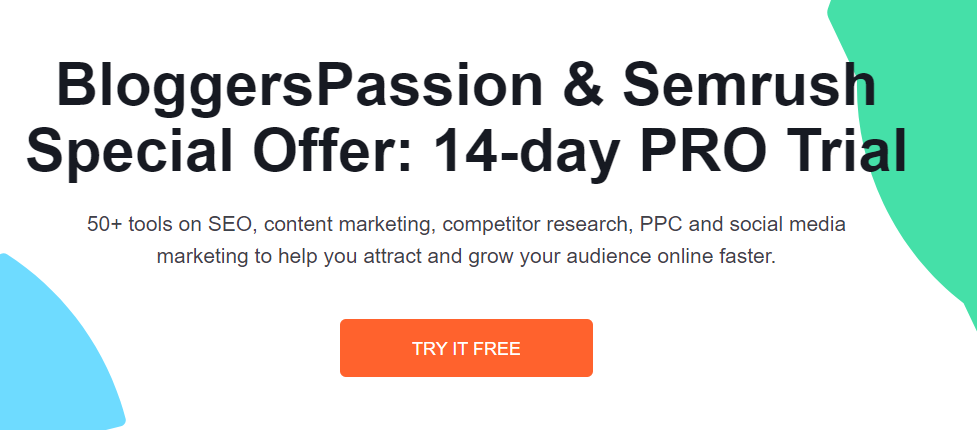 Semrush Co-branded Page for 14 Days Free Trial