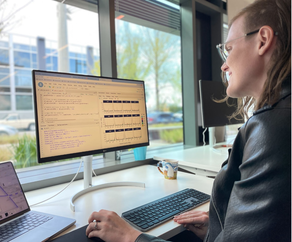 Melanie Kirsche, an expert in bioinformatics at Variant Bio, hard at work at a computer