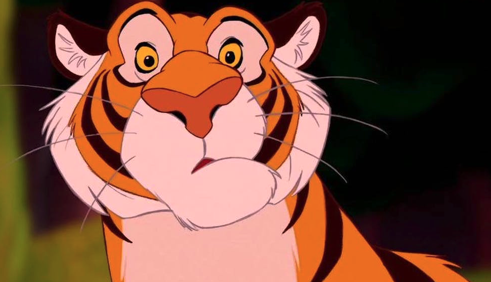 Rajah, Princess Jasmine’s loyal, protective pet tiger looking perplexed.