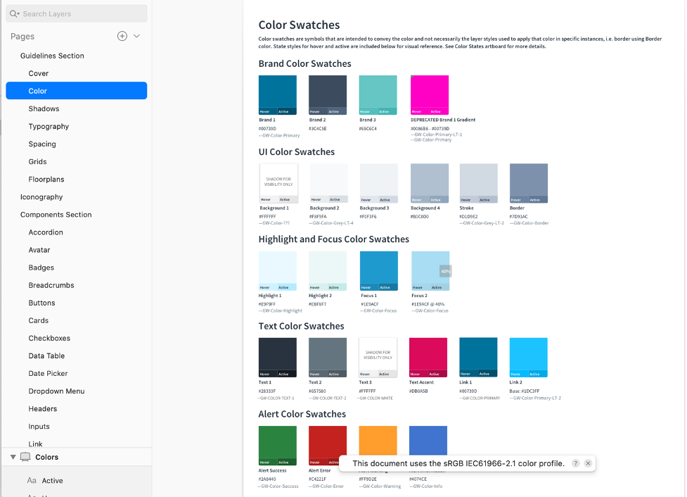 Image depicting Guidewire’s color palette.