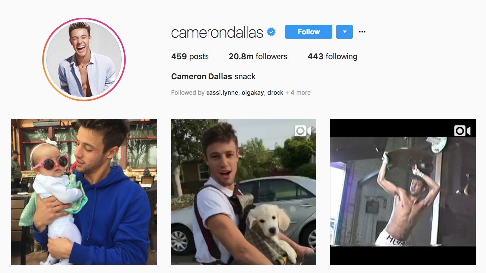 Cameron Dallas top male social media influencers