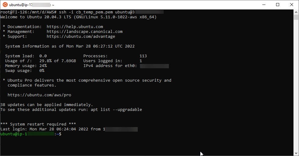 Ubuntu terminal with SSH connectiion