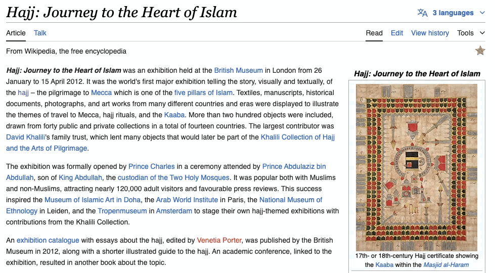 The Journey to the Heart of Islam article on English Wikipedia