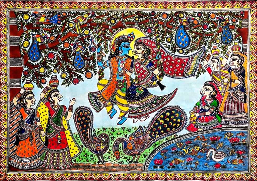 Exploring the Elegance of Radha Krishna in Madhubani Paintings