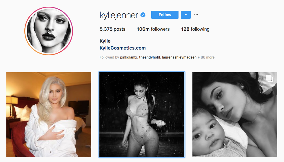 Kylie Jenner top female social media influencer