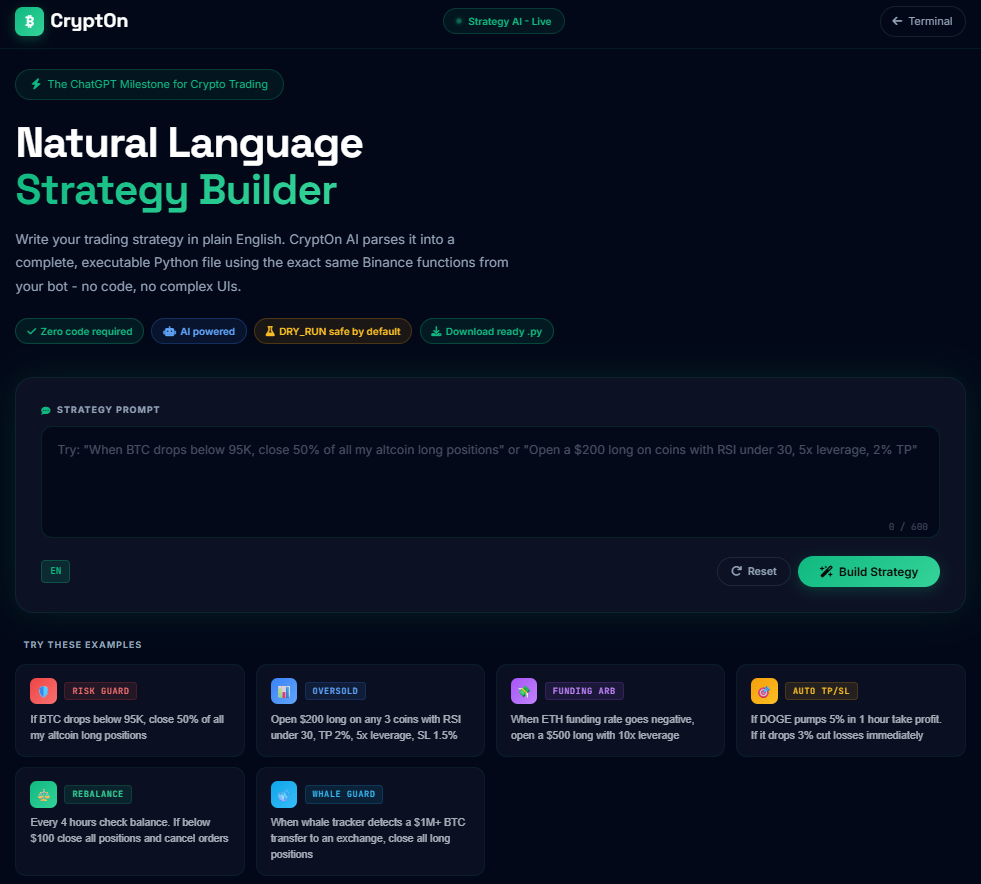 We Built a Tool That Turns Plain English Into a Working Crypto Trading Bot-No Code Required