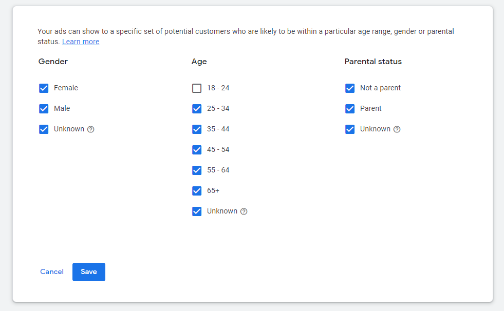 Audience Targeting Based On Gender And Age