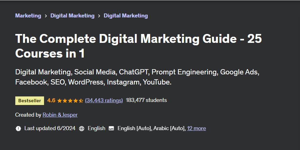 Master Digital Marketing: The Ultimate 25-in-1 Course to Dominate Online Marketing