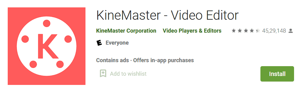 KineMaster Play store download Screen