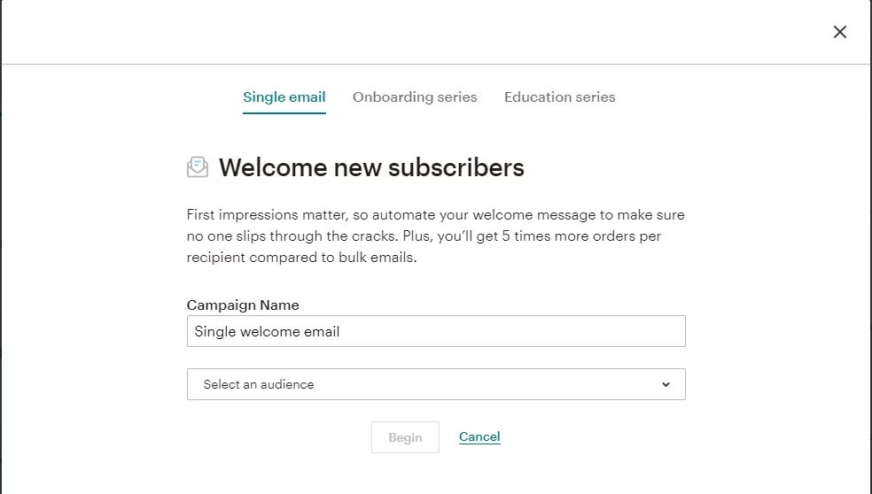 The screenshot shows you how to set up the audience for your automated emails.