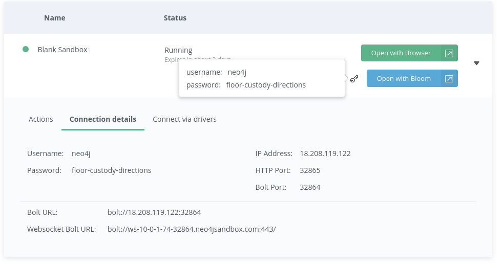 Neo4j sandbox credentials