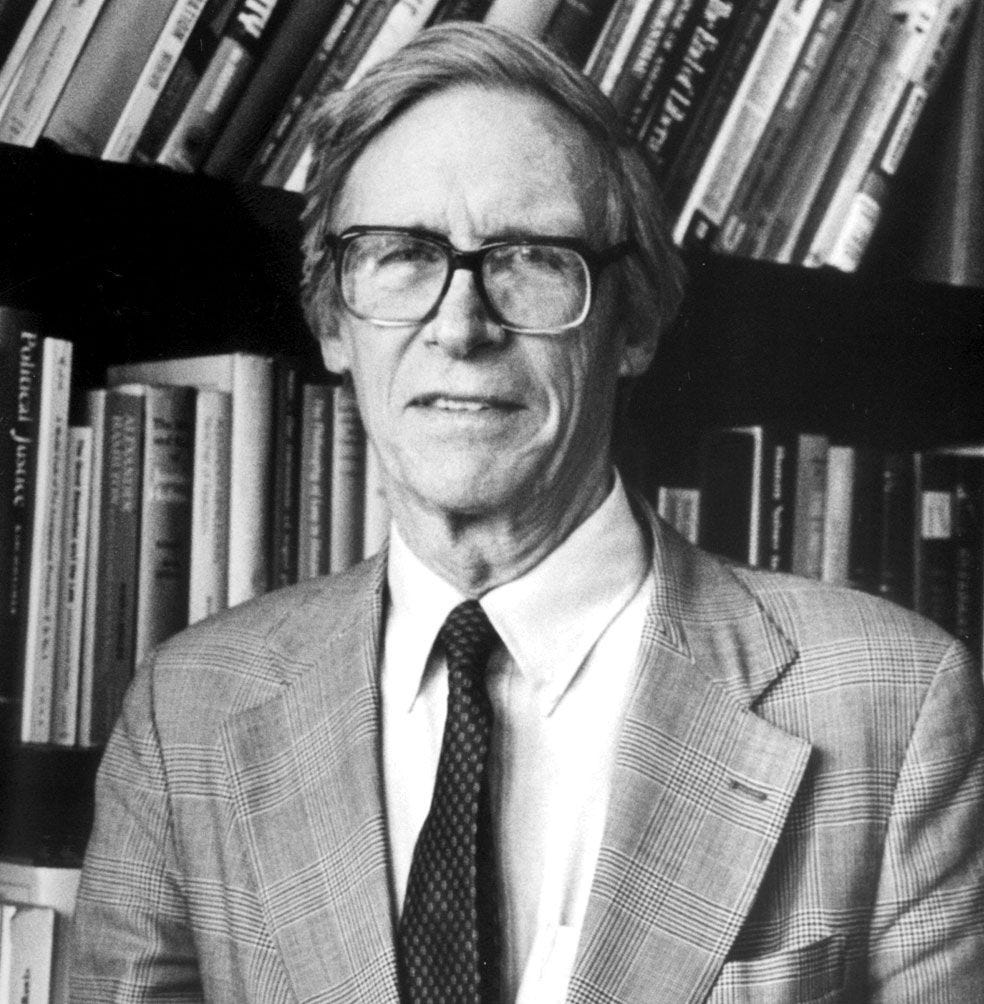 A portrait of John Rawls.