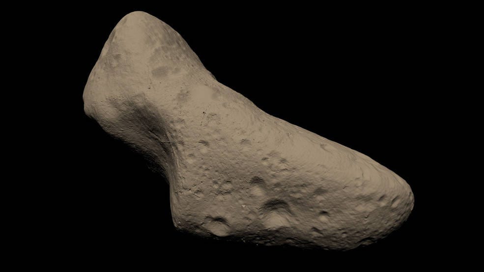 A 3D model of asteroid Eros. Credits: NASA’s Scientific Visualization Studio