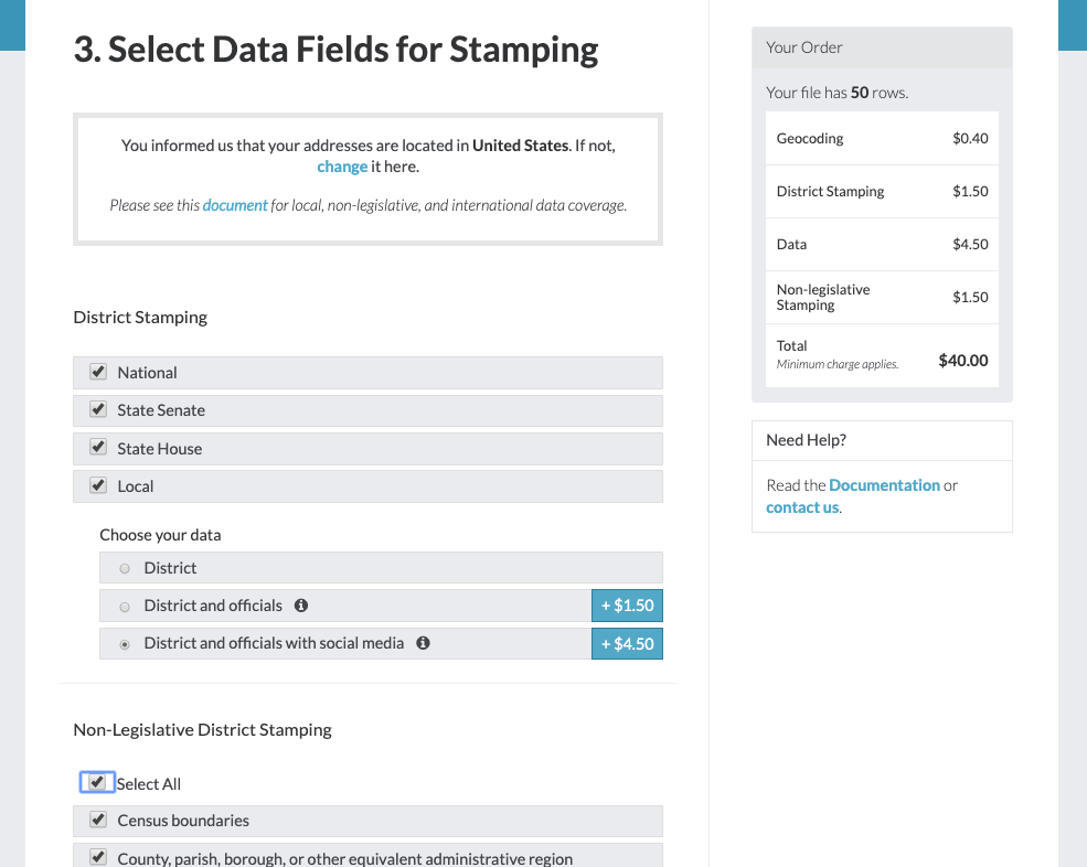 Select fields for district stamping screen