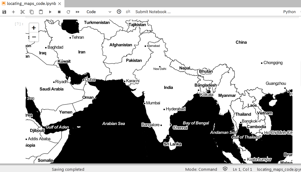 Stamen Toner Map centered around India