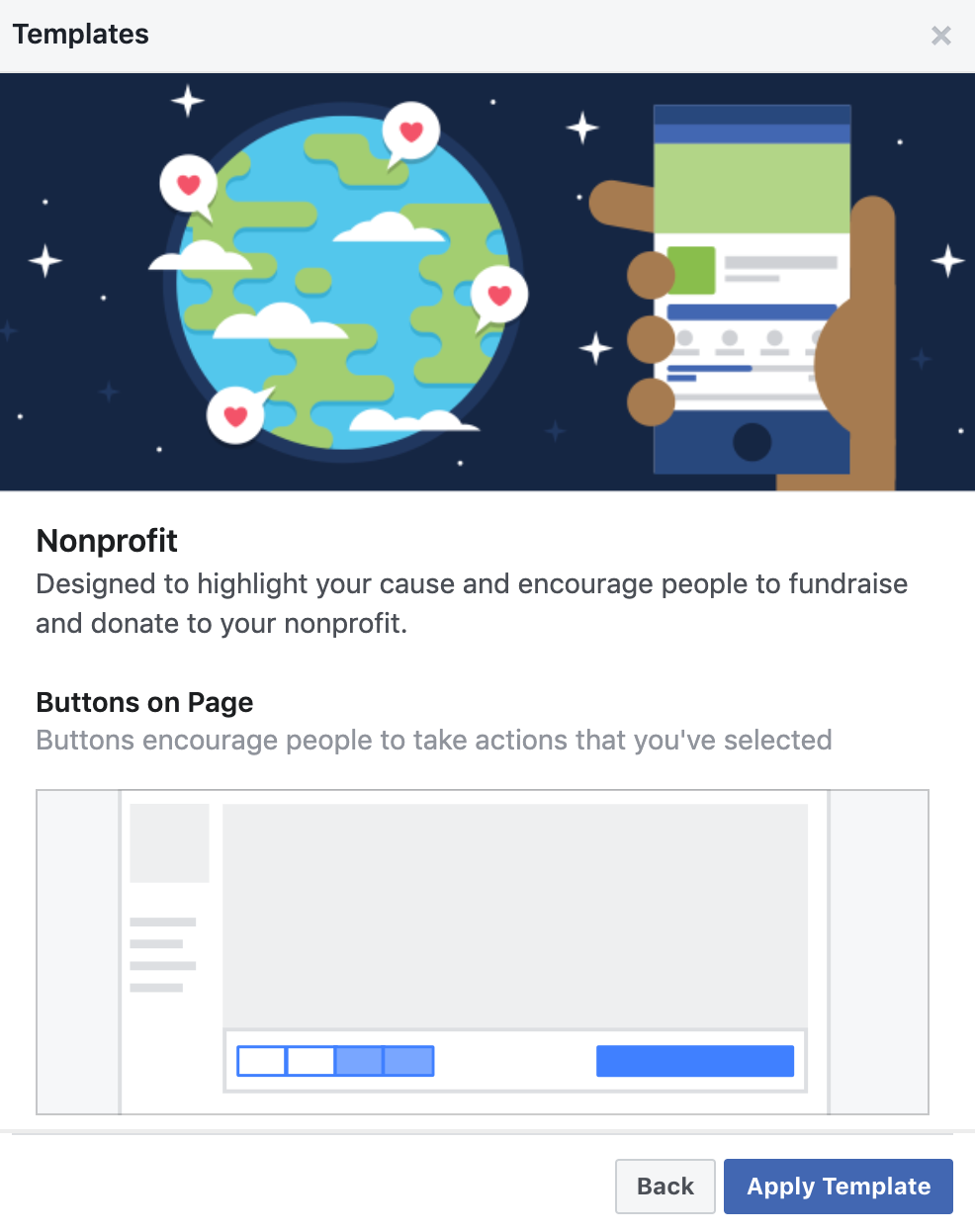 facebook donation button on nonprofit page