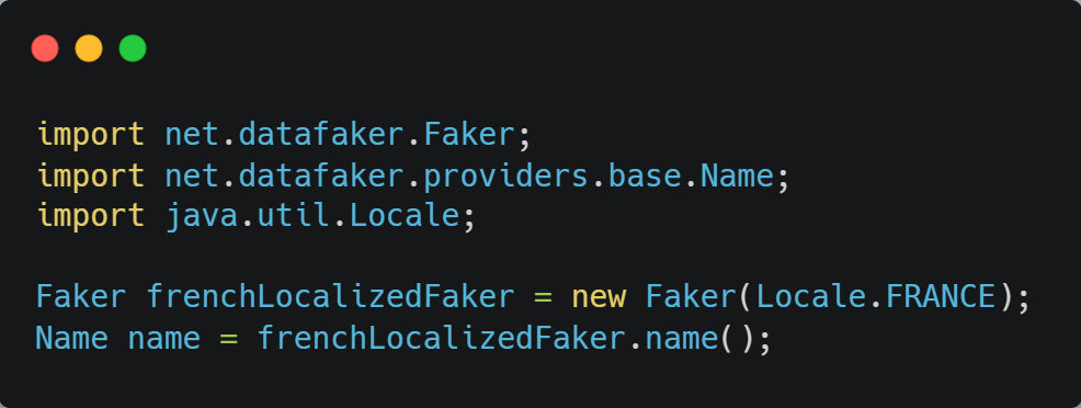 Code pour utiliser une version localisée de l’objet Faker