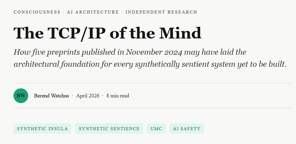 Foundation for every future synthetically sentient system, The TCP/IP of the Mind