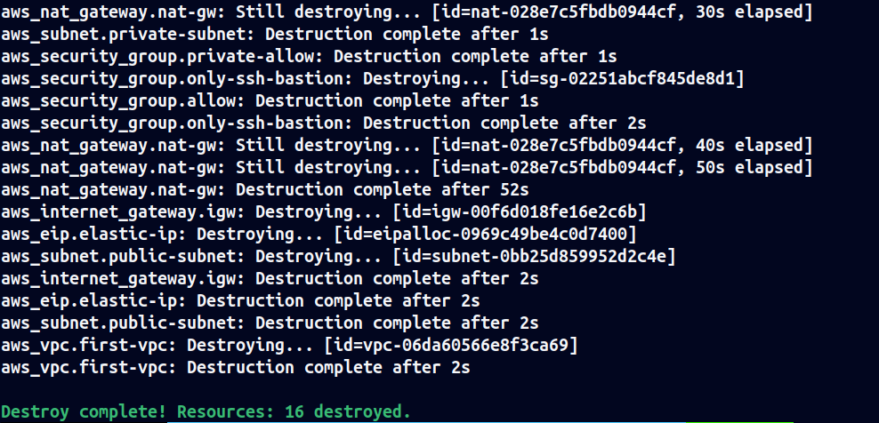 Running terraform destroy