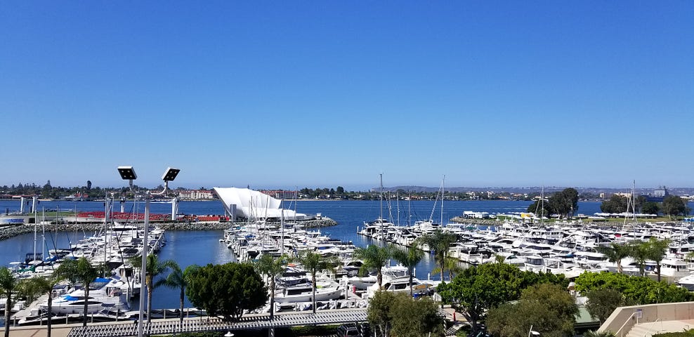 View of the San Diego waterfront just outside the convention center. Photo by the author.