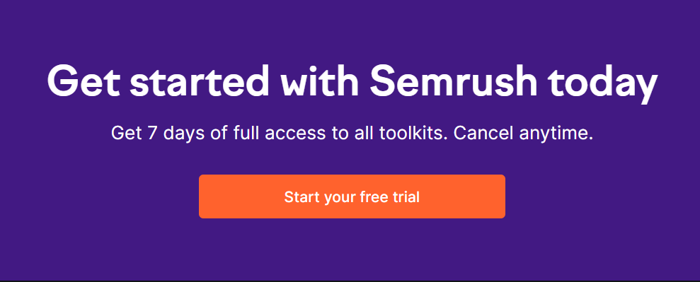 semrush free trial pro and guru plan