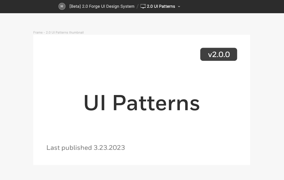Image showing the cover thumbnail of the UI Patterns Figma file, and says UI Patterns on the cover