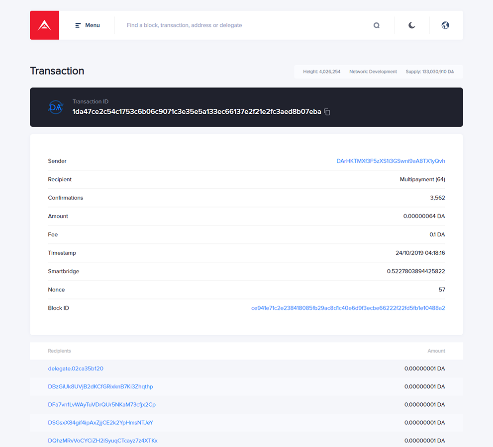 Multipayment Transaction Example on ARK Blockchain