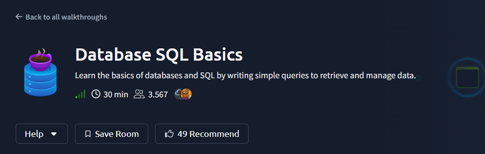 Database SQL Basics (THM) Tryhackme Walkthrough