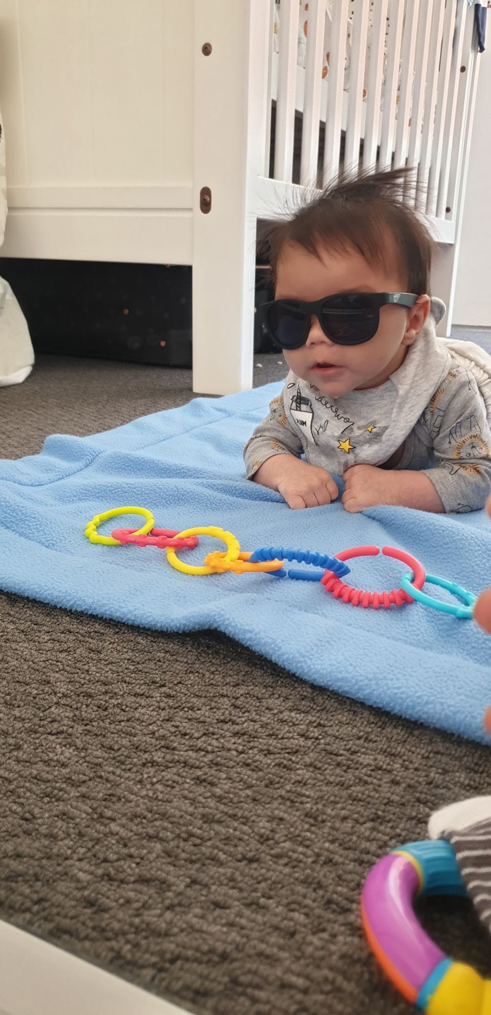 Milo looking cool with sunglasses and a spiffy hairdo