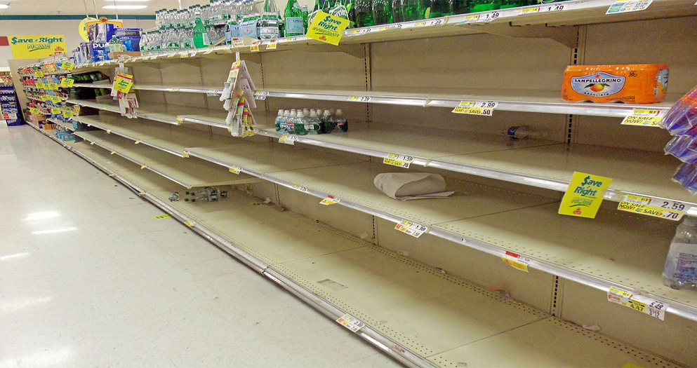 Empty shelves around the world as people panic buy