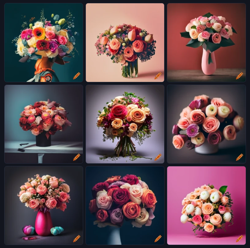 An image created by the author and Craiyon AI model to illustrate “The florist sent the bouquet of flowers was very flattered” sentence.