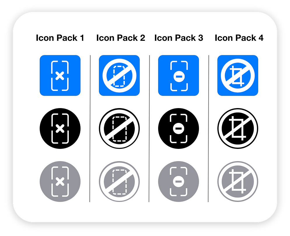 4 icon alternatives that I designed for usability test.