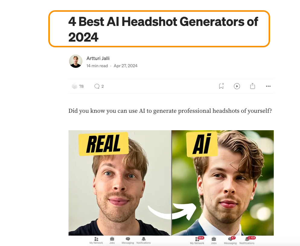 A blog post about AI headshot generators