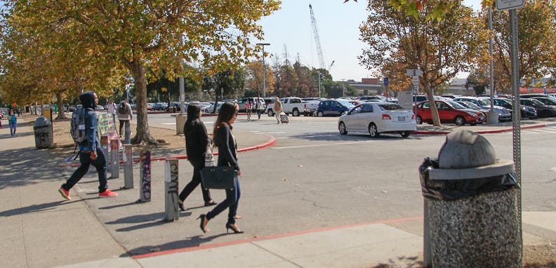 Students walk back to their cars.