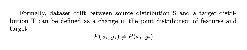 definition and formula of dataset drift