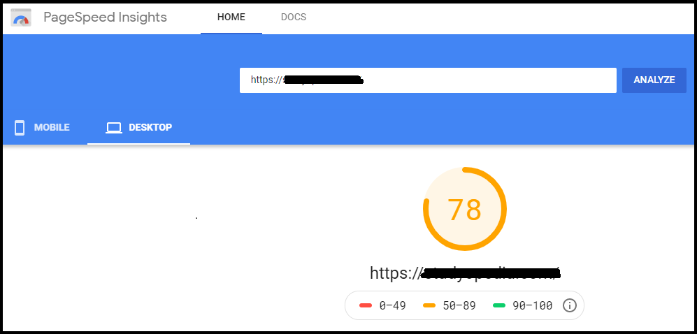 Pagespeed Desktop result