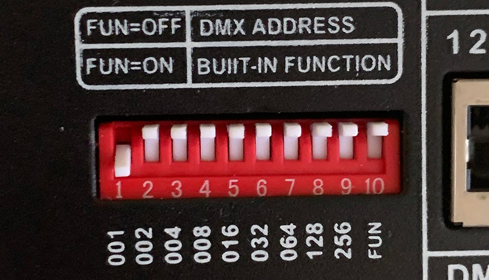 DMX decoder address dip switches