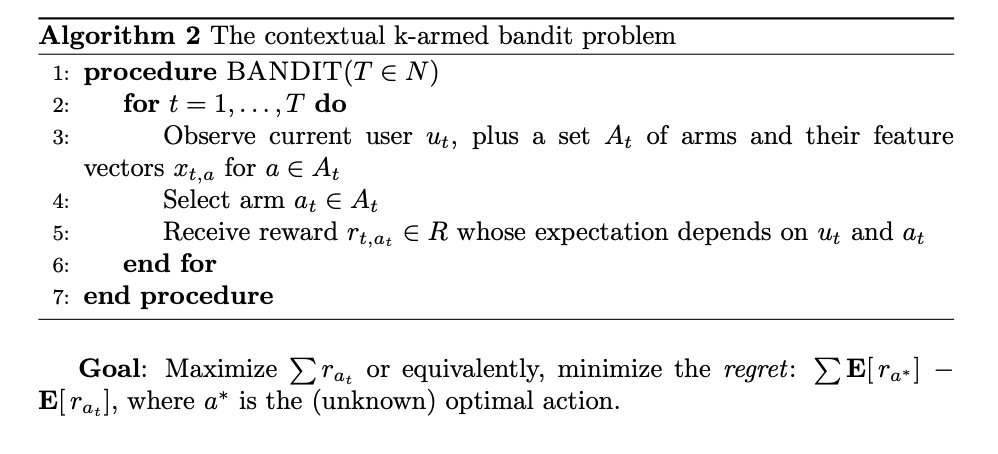 the contextual k-armed bandit problem