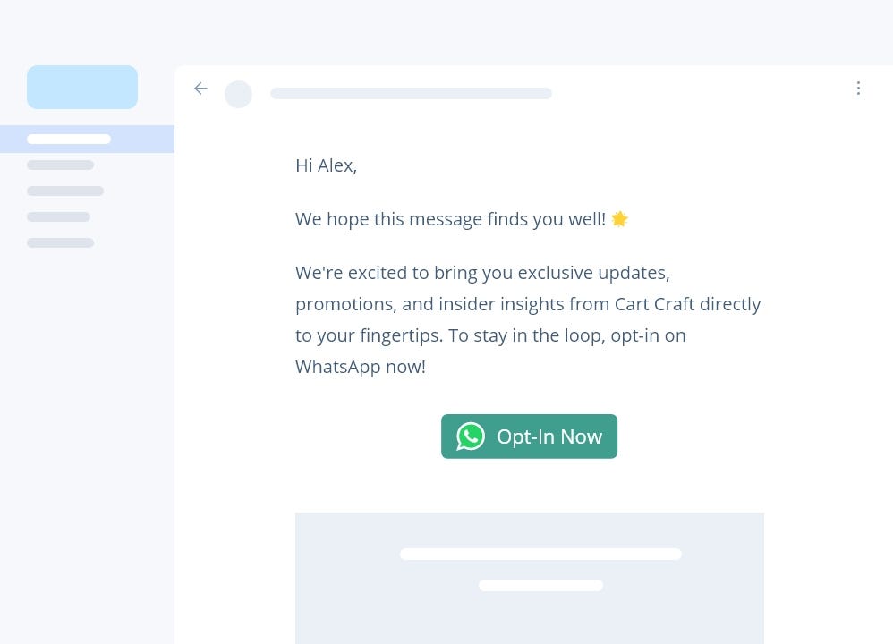 WhatsApp opt-ins through email campaigns