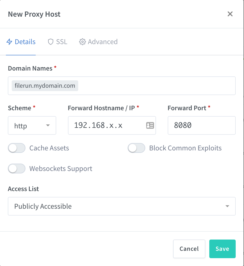 NginxProxyManager setup