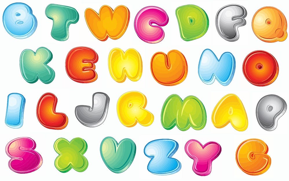 Color alphabet svg drawing bundle image clip art