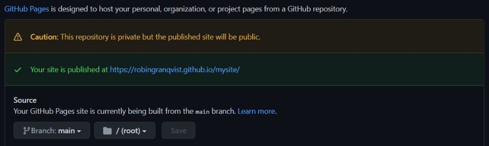 A published site on Github pages