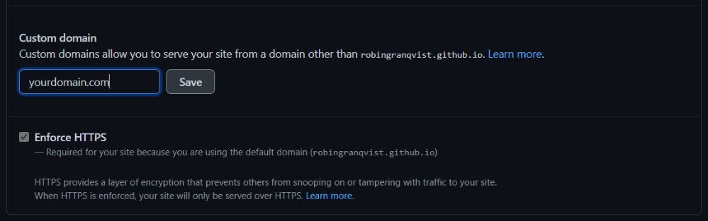 Connecting a custom domain on Github Pages