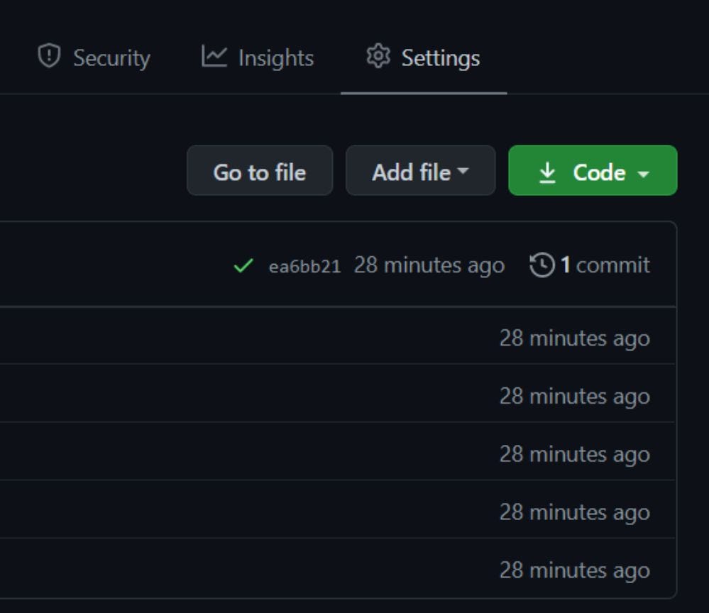 The settings tab on Github