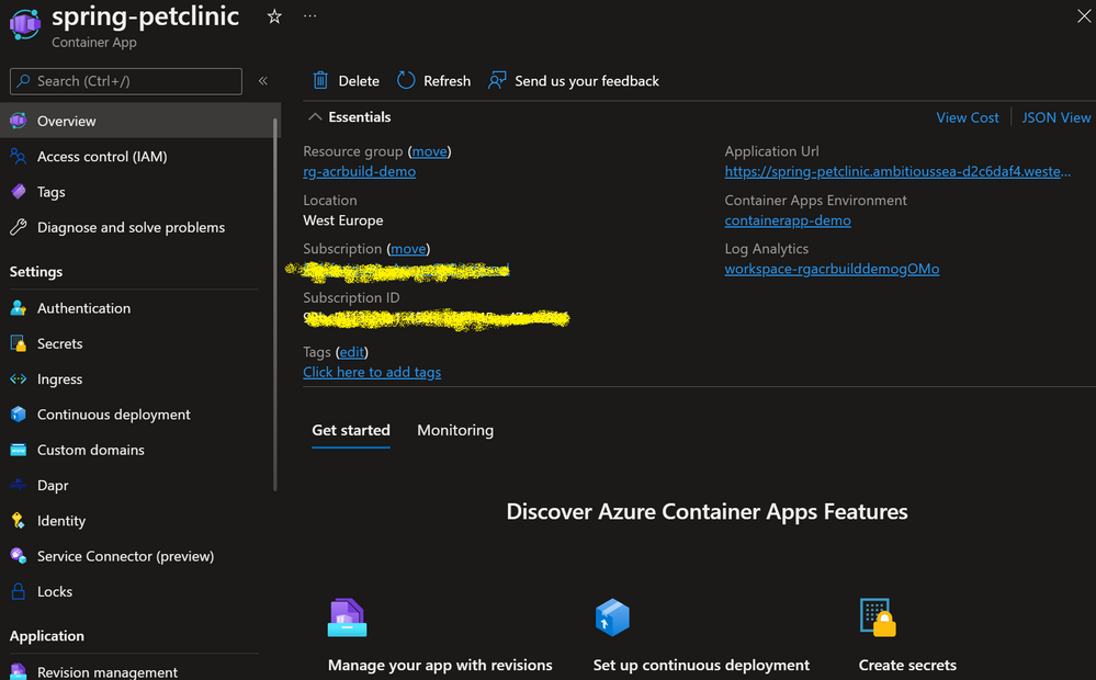 Docker application deployed in Azure Container Apps