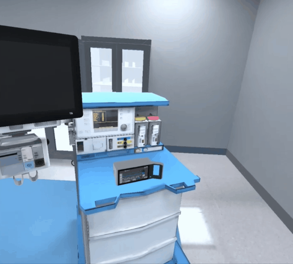 3D animation of Medical equipment in a VR operation room in VR